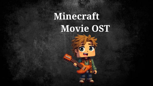 Pixelated Minecraft-style character holding a guitar with the title "Minecraft Movie OST" above