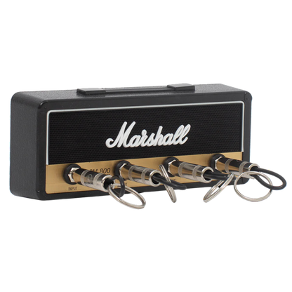 Key Holder inspired in the amplifier JCM 800 in Black and Brass color with logo of the brand in the midle