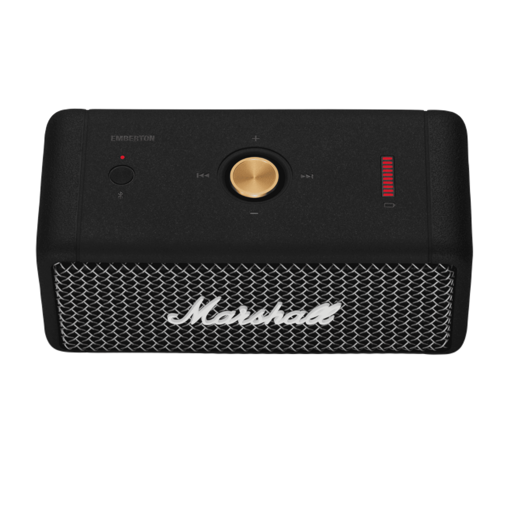 Bluetooth Speaker Emberton I Black with Grey Scale. Battery with 20h playback, 360º Sound and waterproof material.