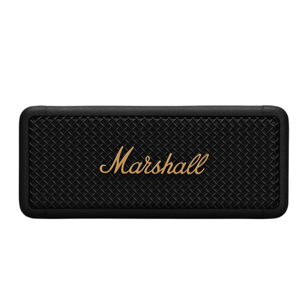 Bluetooth Speaker Emberton I Black and Brass. Battery with 20h playback, 360º Sound and waterproof material.