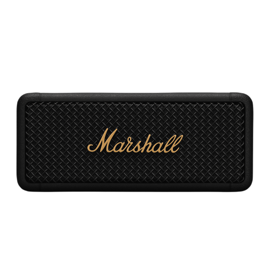 Bluetooth Speaker Emberton I Black and Brass. Battery with 20h playback, 360º Sound and waterproof material.