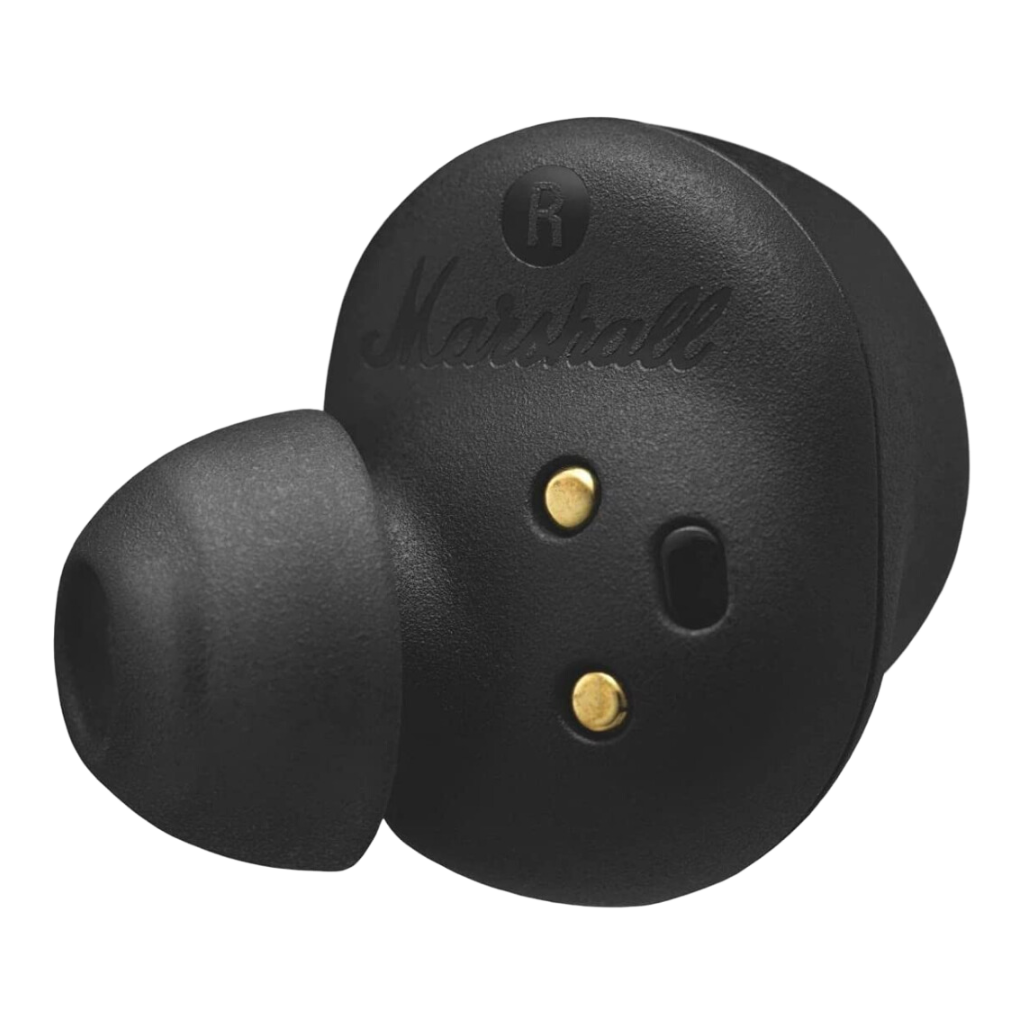 Mode II In-Ear Earbuds with Wireless Charge, Charging Case and Microphone in Black color.