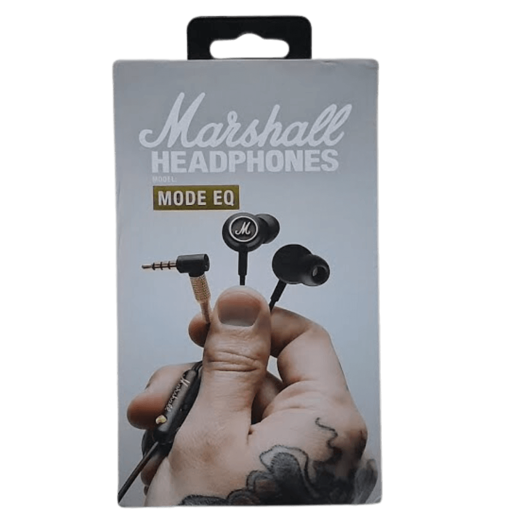 Mode EQ Wired In-Ear Earbuds in Black and Brass color. This headset also have micropohone for calls.