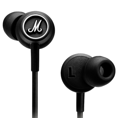 Mode Wired In-Ear Earbuds in Black and White color. This headset also have micropohone for calls.