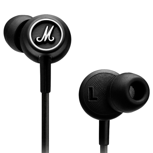 Mode Wired In-Ear Earbuds in Black and White color. This headset also have micropohone for calls.