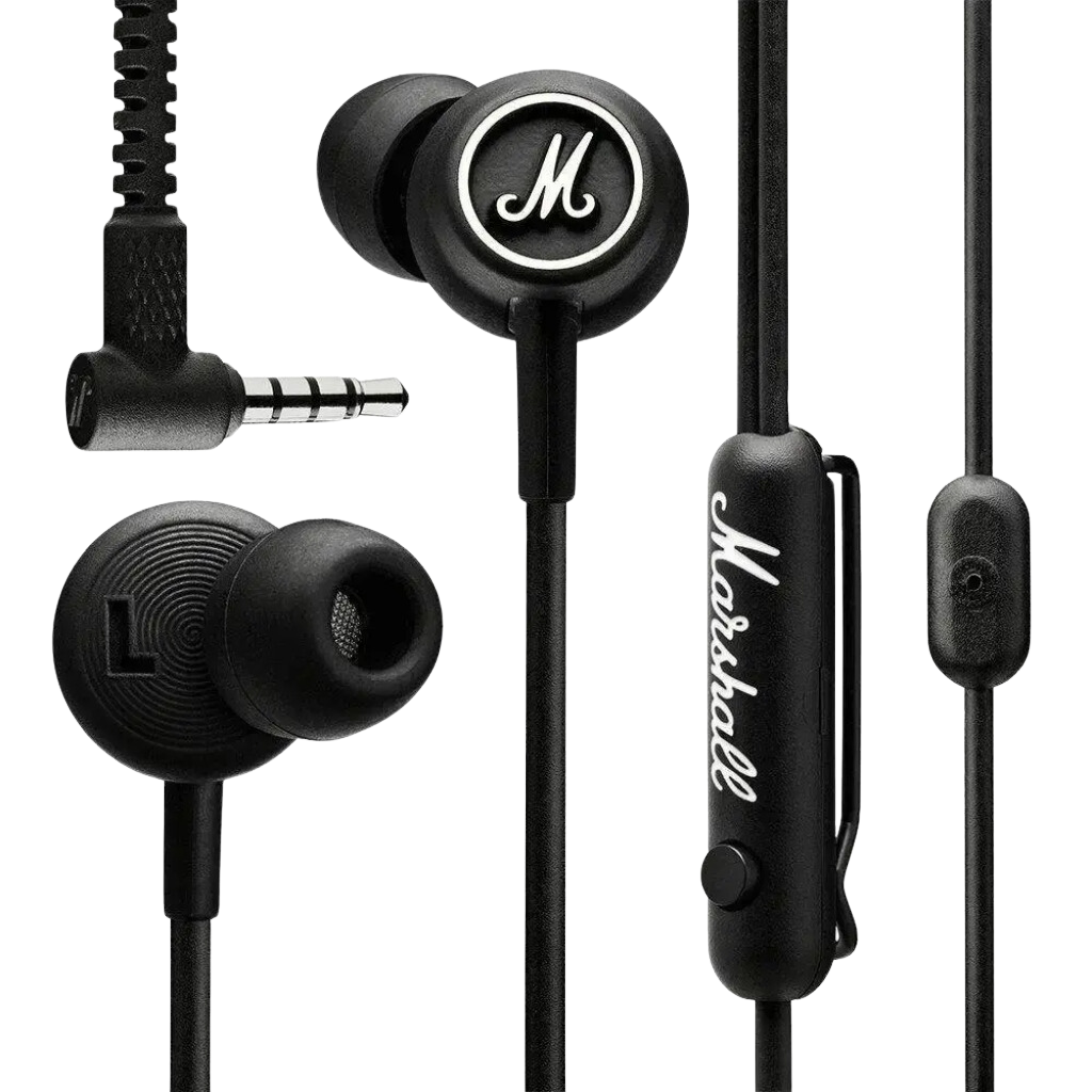 Mode Wired In-Ear Earbuds in Black and White color. This headset also have micropohone for calls.