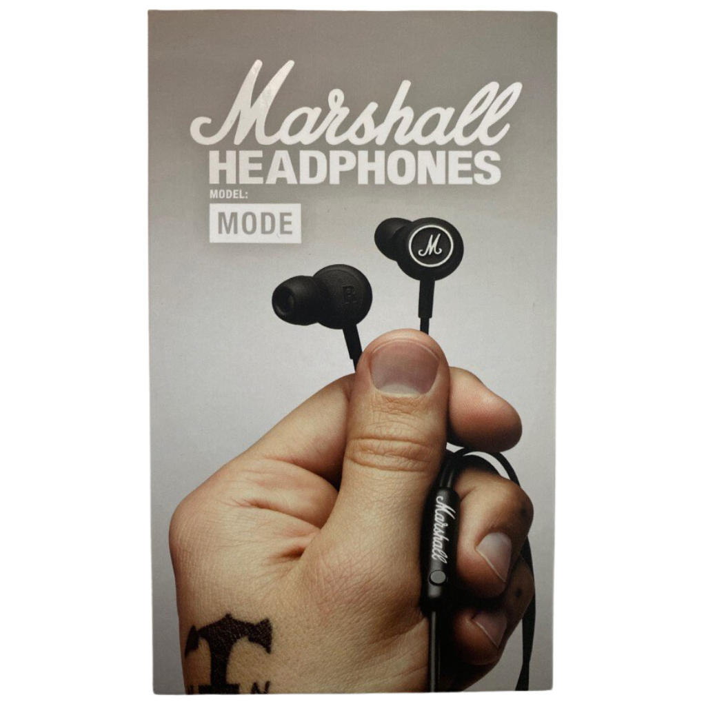 Mode Wired Box In-Ear Earbuds in Black and White color. This headset also have micropohone for calls.