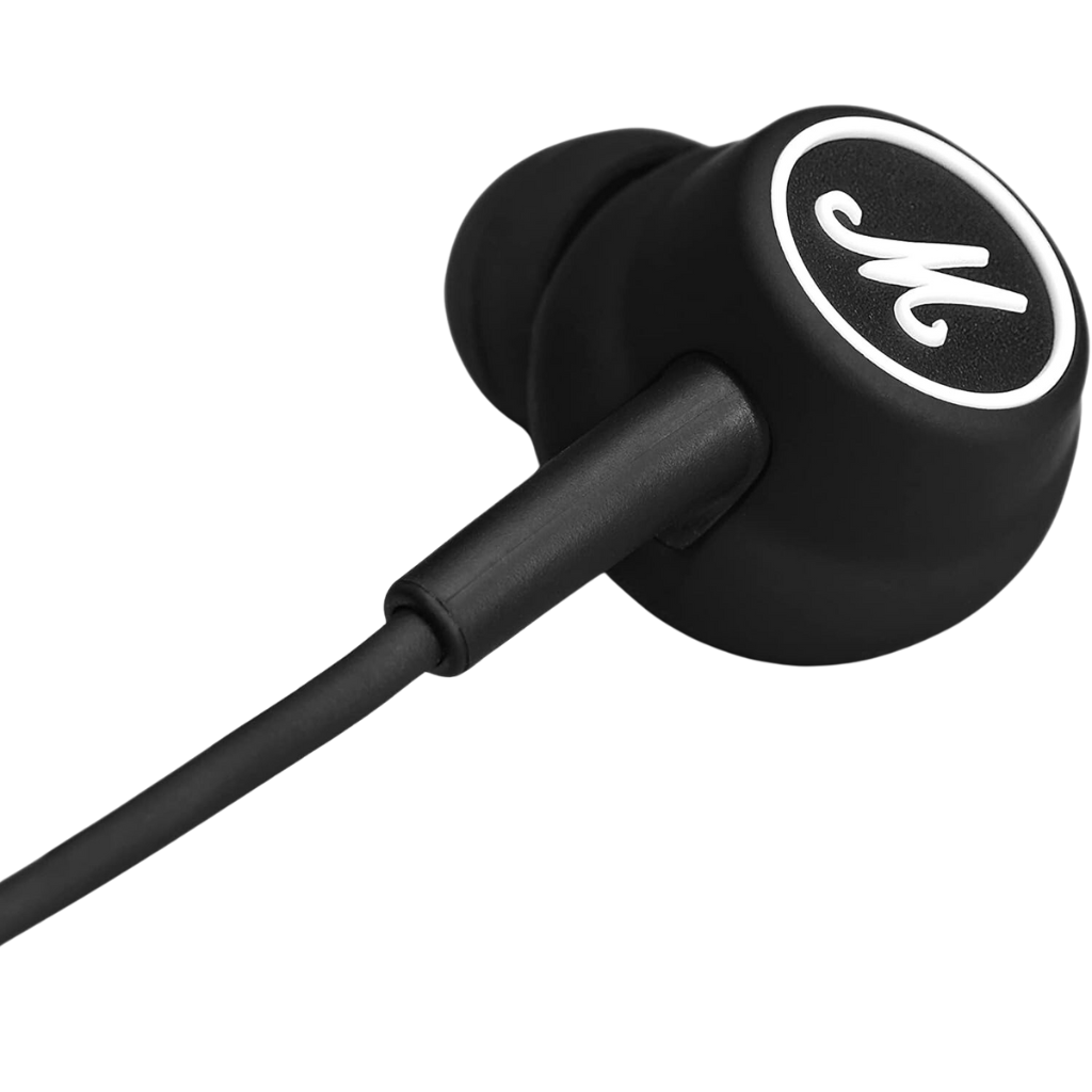 Mode Wired In-Ear Earbuds in Black and White color. This headset also have micropohone for calls.