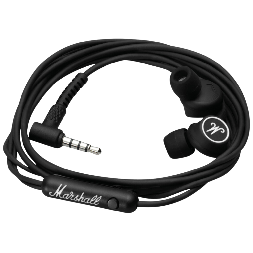 Mode Wired In-Ear Earbuds in Black and White color. This headset also have micropohone for calls.