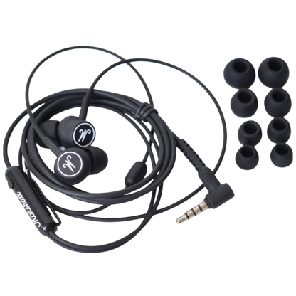 Mode Wired In-Ear Earbuds in Black and White color. This headset also have micropohone for calls.