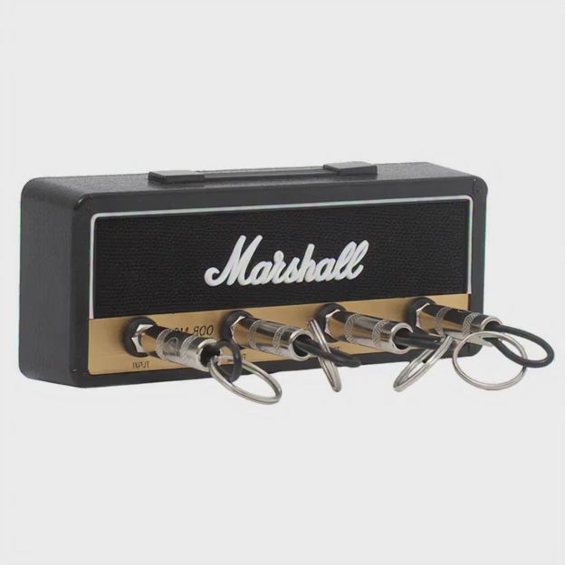 Video for Key Holder inspired in the amplifier JCM 800 in Black and Brass color with logo of the brand in the midle