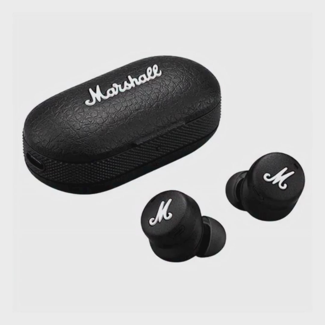 Video for Mode II In-Ear Earbuds with Wireless Charge, Charging Case and Microphone in Black color.