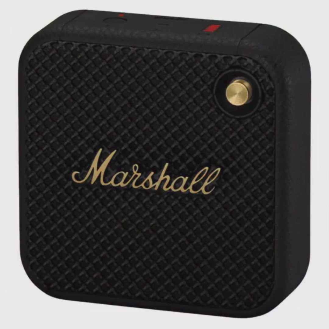 Video for Portable Bluetooth Speaker Willen in Black and Brass Color with IP67 Water Proof Material.