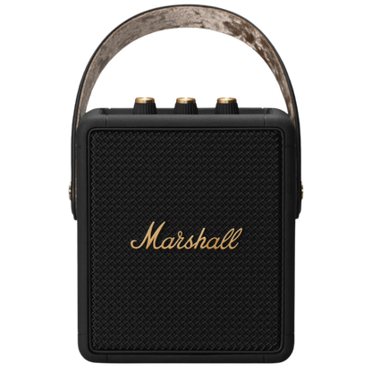 Portable Bluetooth Speaker Stockwell II in Black and Brass Color.