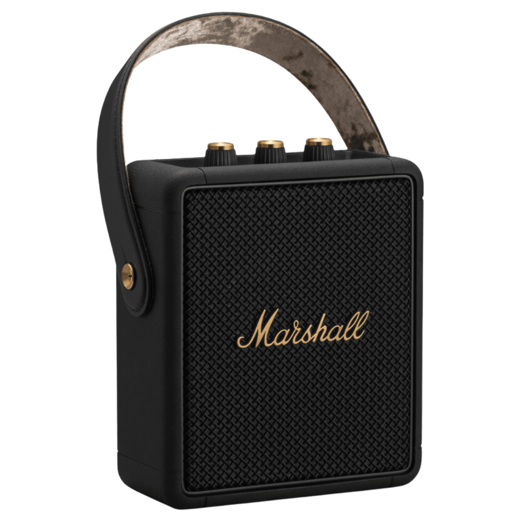 Portable Bluetooth Speaker Stockwell II in Black and Brass Color.