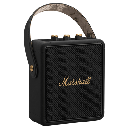 Portable Bluetooth Speaker Stockwell II in Black and Brass Color.