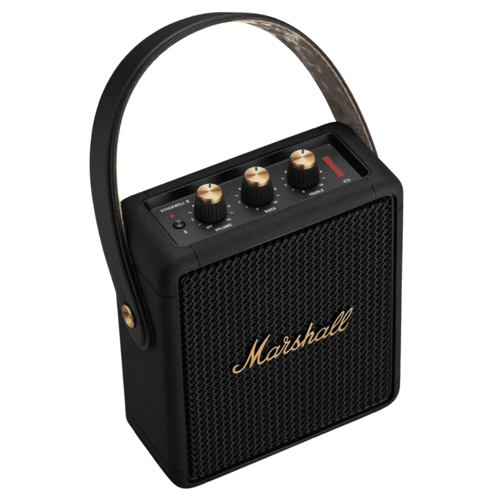 Portable Bluetooth Speaker Stockwell II in Black and Brass Color.