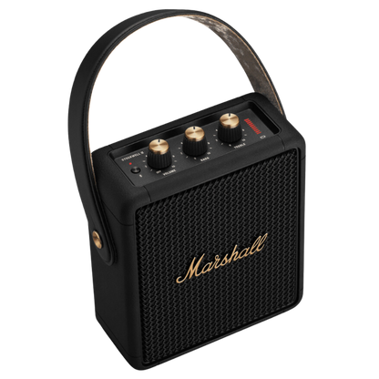 Portable Bluetooth Speaker Stockwell II in Black and Brass Color.