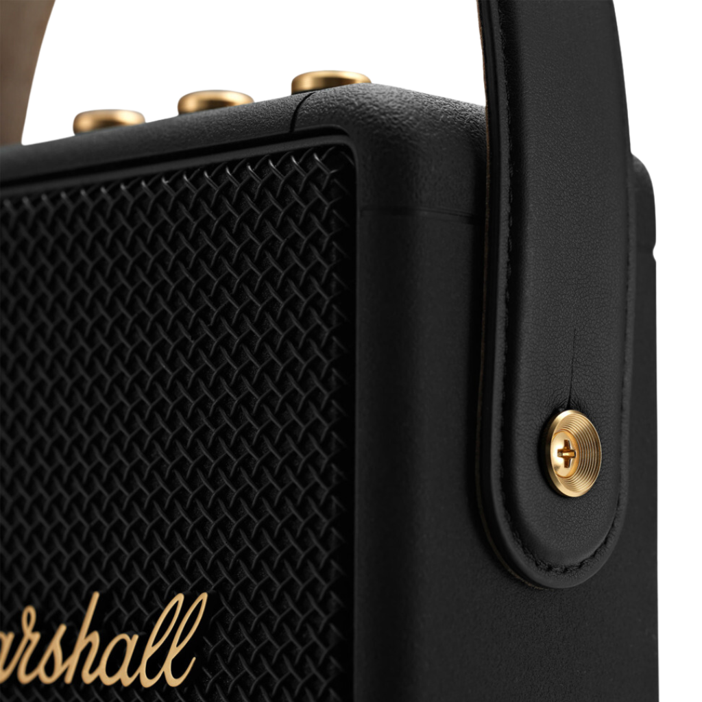 Portable Bluetooth Speaker Stockwell II in Black and Brass Color.