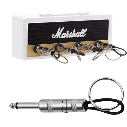 Key Holder inspired in the amplifier JCM 800 in Black and Brass color with logo of the brand in the midle