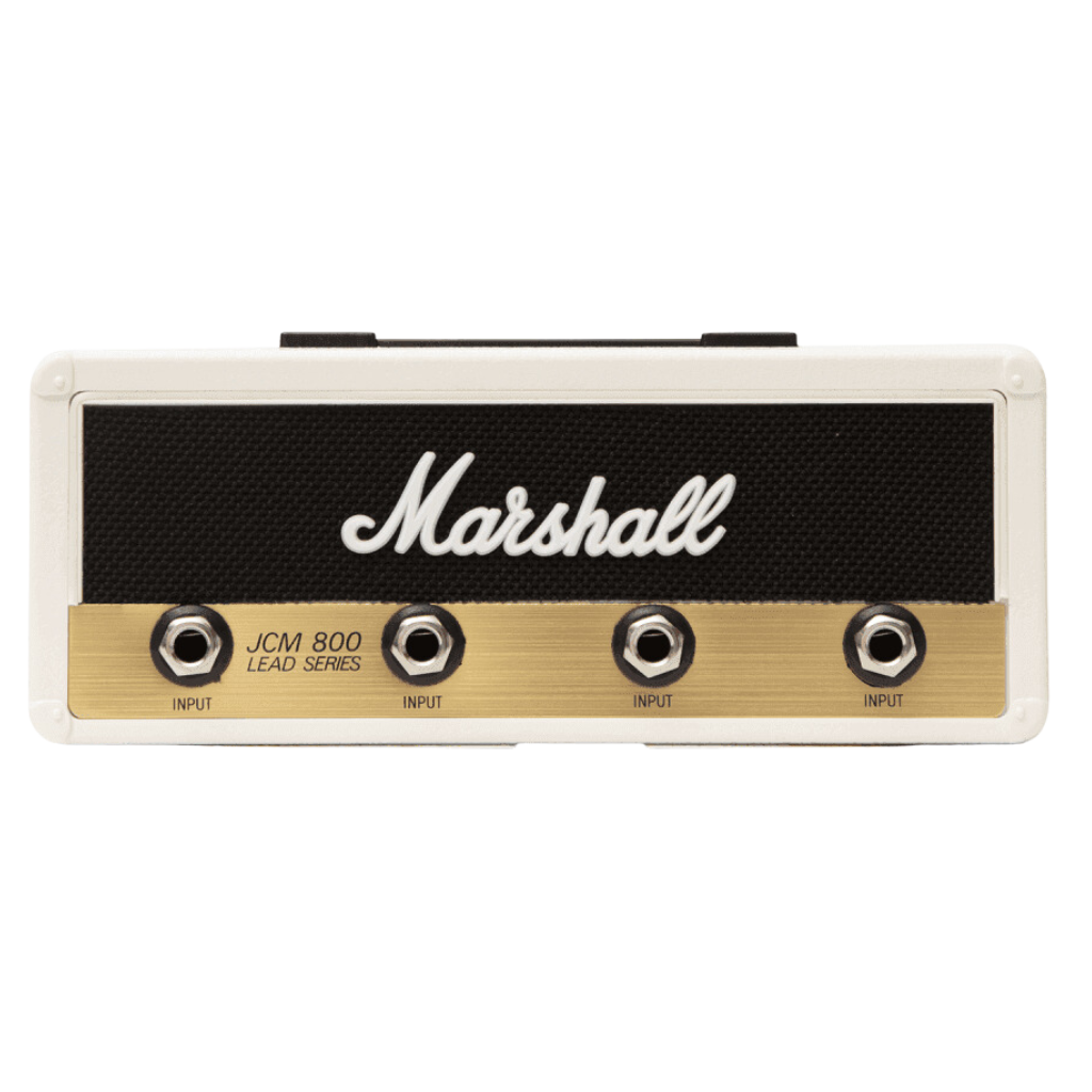 Key Holder inspired in the amplifier JCM 800 in Black and Brass color with logo of the brand in the midle