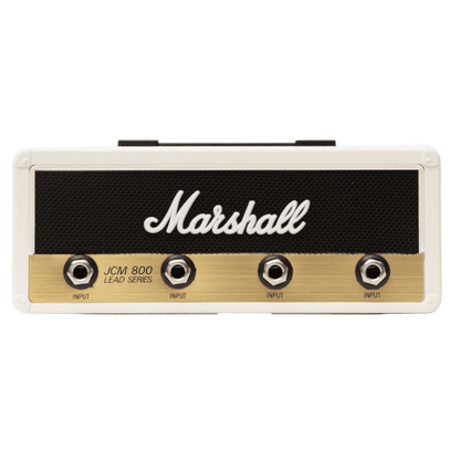 Key Holder inspired in the amplifier JCM 800 in Black and Brass color with logo of the brand in the midle