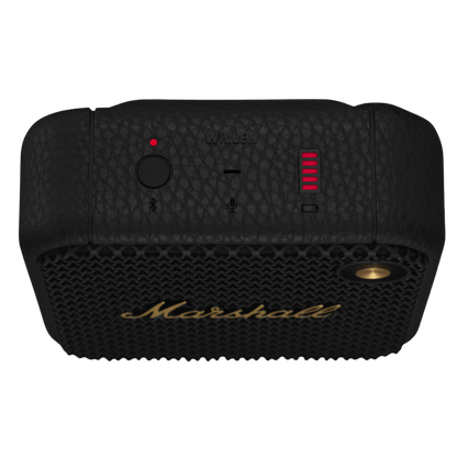 Portable Bluetooth Speaker Willen in Black and Brass Color with IP67 Water Proof Material.